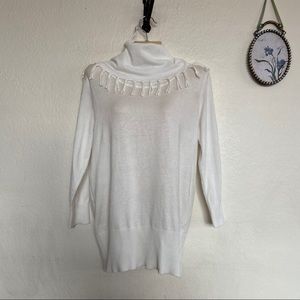 Cowl Neck Fringe Sweater